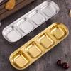 2Pcs Stainless Steel Seasoning Dish 2/3/4 Grid Thickened Divided Dip Bowls Easy Clean Stackable Vinegar Soy Spice Condiment Tray