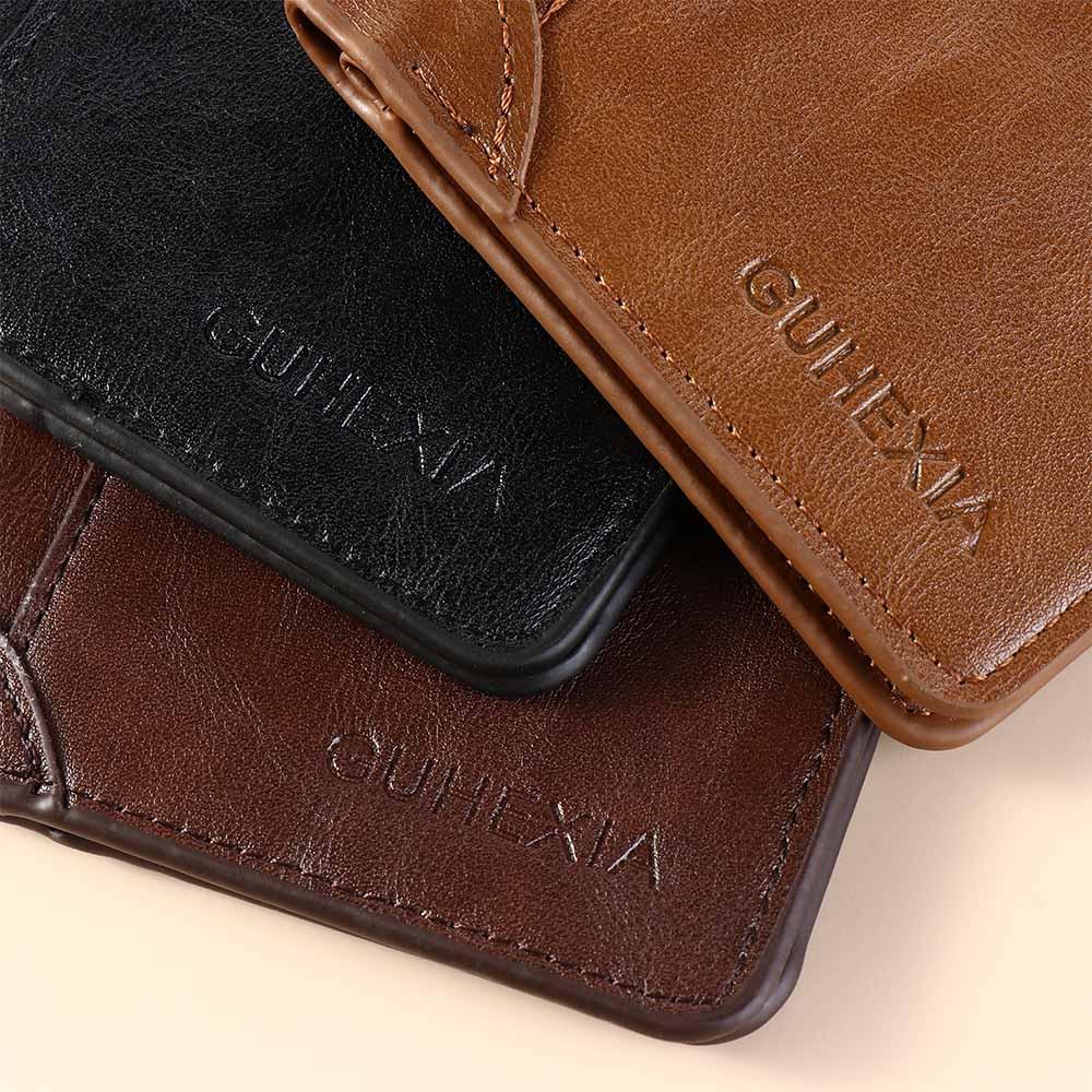 Genuine Leather Vintage Wallet Men With Coin Pocket Short Wallets Small Zipper Walet With Card Holders Man Purse