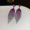 Silver needle zircon geometric fringed earrings light luxury high-end autumn and winter earrings women's new popular earrings