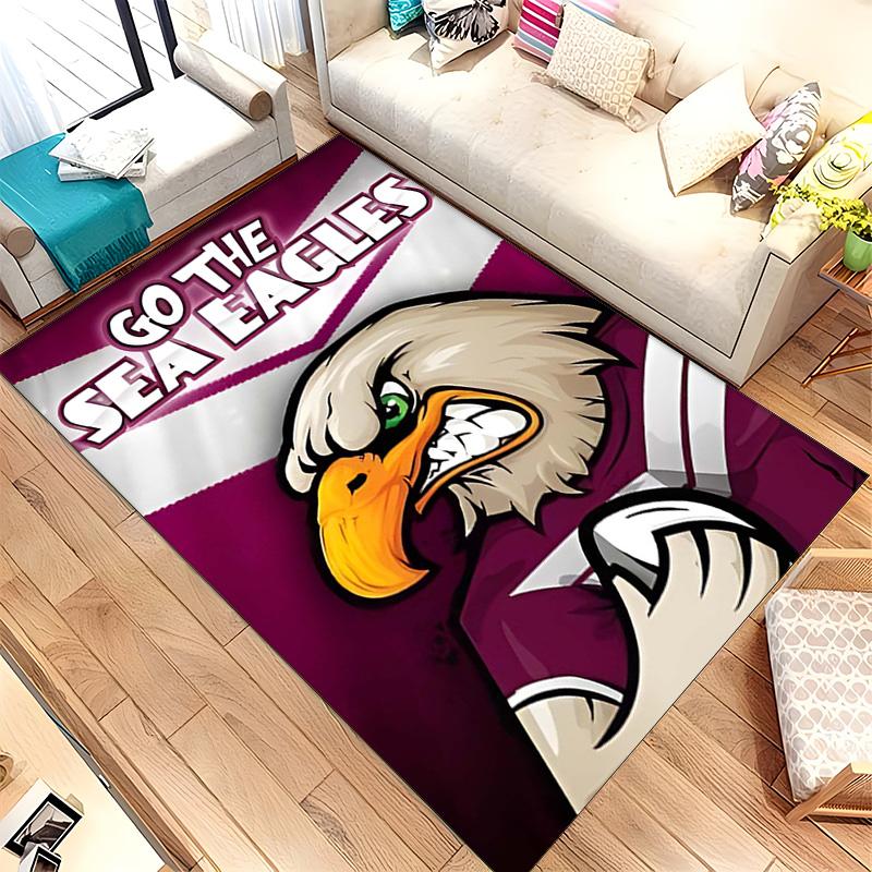Manly Warringah Sea Eagles (5) Rug Suitable For Living Rooms Bedrooms Computer Rooms Dining Areas And Placement Under Tables And Chairs Also An Ideal