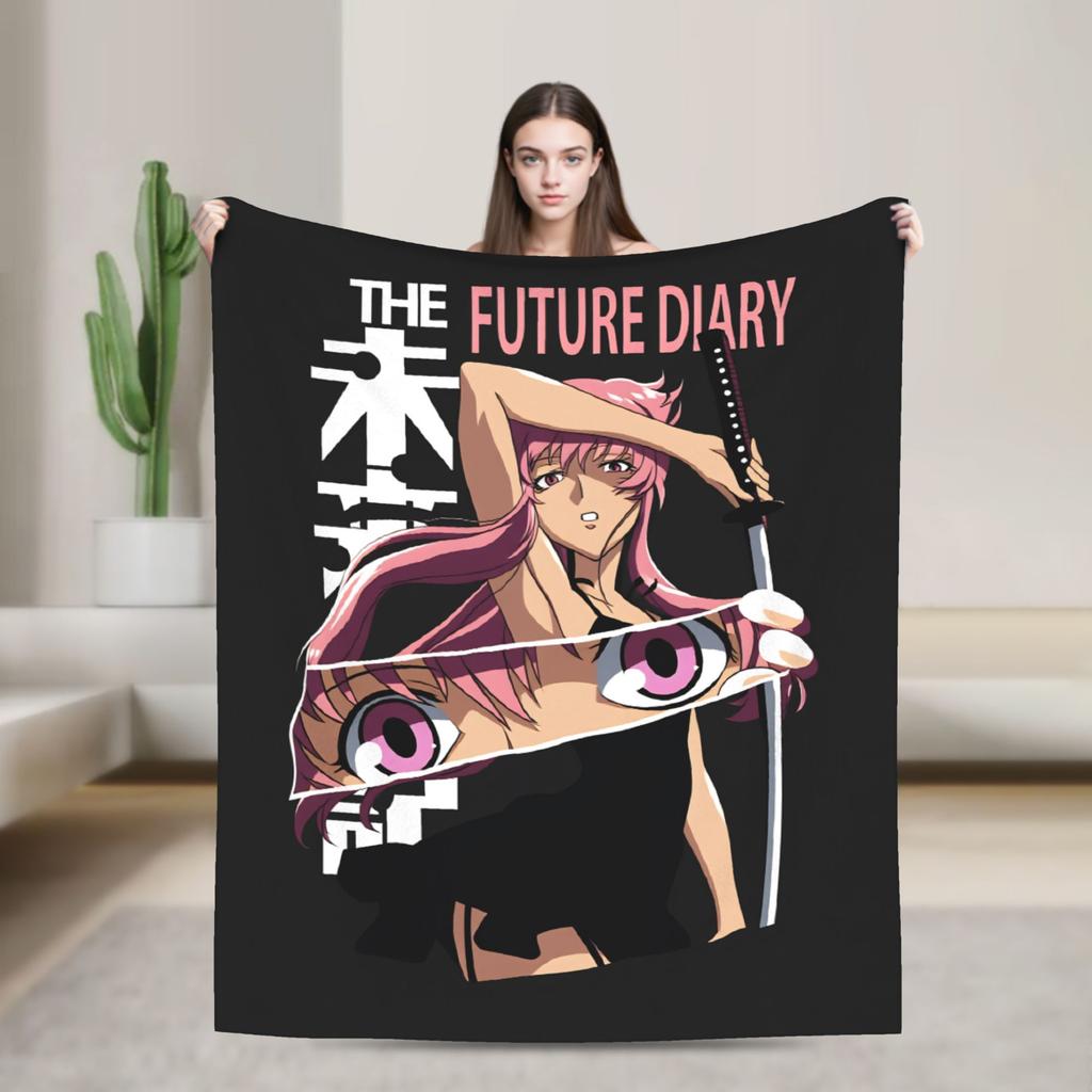 Super Warm Blanket Camping Mirai Nikki Number Twelve Throw Blanket Flannel Bedspread Living Room Street Trend Sofa Bed Cover