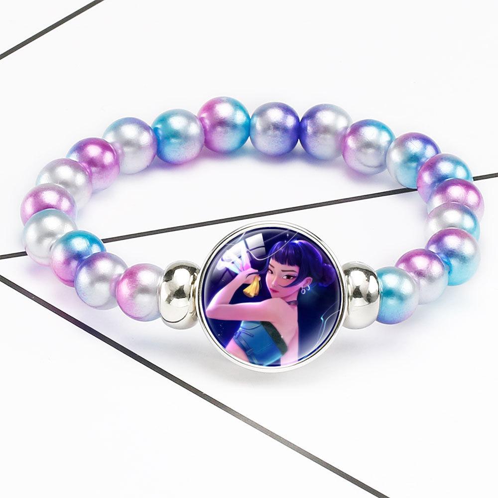 Браслет из бусин с плавным переходом цвета Rumi Zoey Mira Браслет с инкрустированным кристаллом Скрытая застежка Съемное эластичное украшение