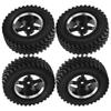 4Pcs Remote Control Metal Wheel Hub Rubber Tires Replacement for MN86 1 12 RC CarBlack