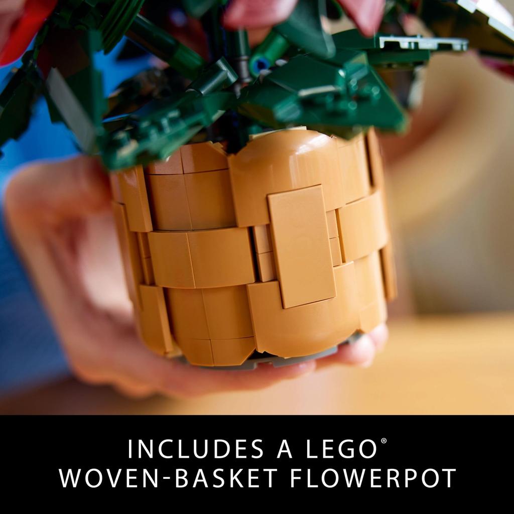 LEGO Набор для строительства Icons Poinsettia Искусственные цветы Рождественские украшения Настольные украшения для взрослых Идеи подарков для папы и любимых 10370 - &