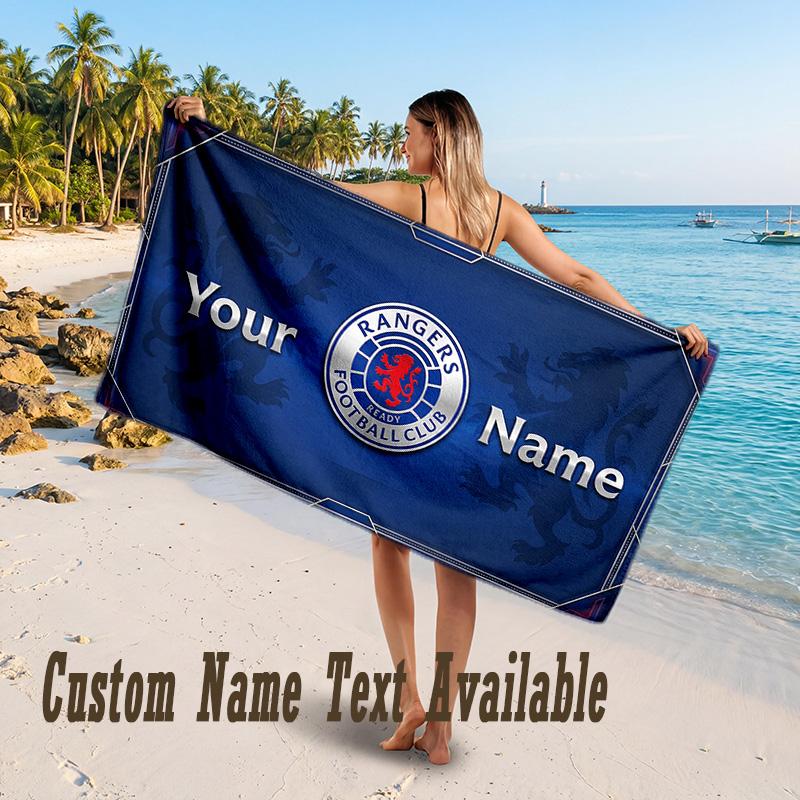 Rangers FC Design Beach Towel Custom Text Large Towel for Beach Vacation