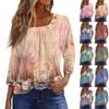 Women's T Shirt Tee Print Button 3/4 Sleeve Daily Weekend Fashion Basic Regular Top