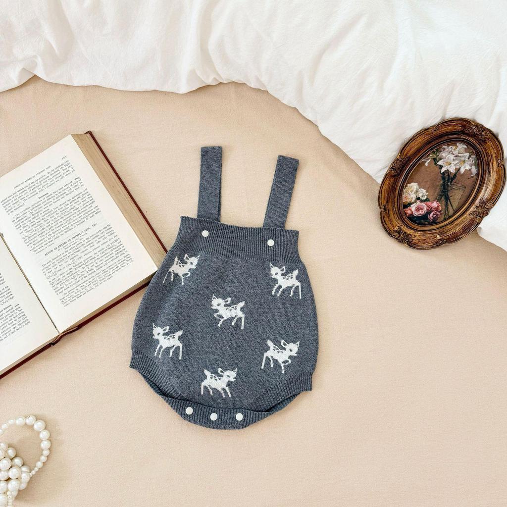 Комплект вязаного жаккардового ромпера и кардигана с оленями для младенцев, для мальчиков и девочек - Осень/Зима