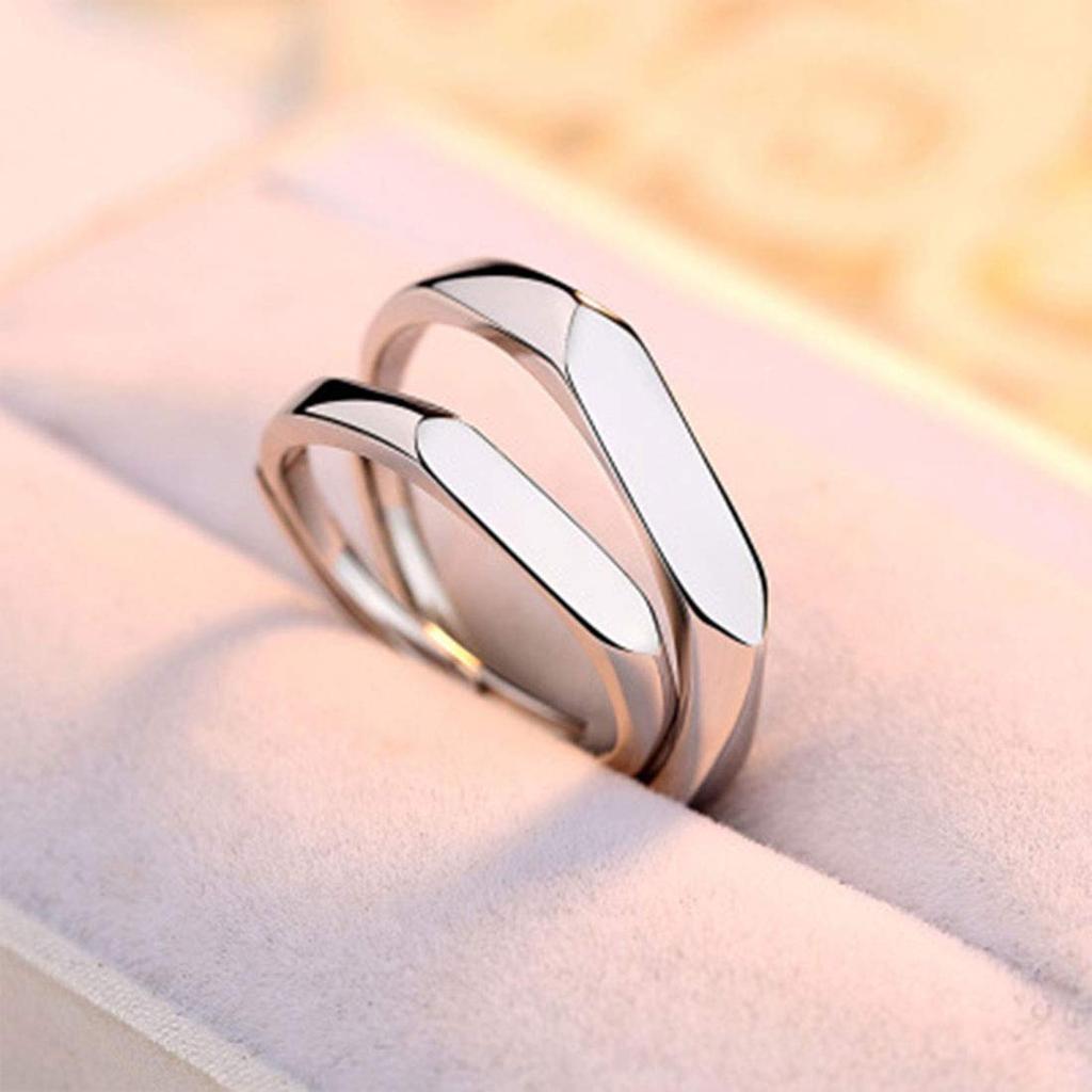 Бесплатная Пара Серебряная Огранка Помолвочное Парное Перстень из Чистого Серебра Подарок [Rockyu] Кольцо, Размер, Мужское Кольцо, Кольцо, 925, Многогранное Кольцо, Кольцо, Кольцо, Простое,