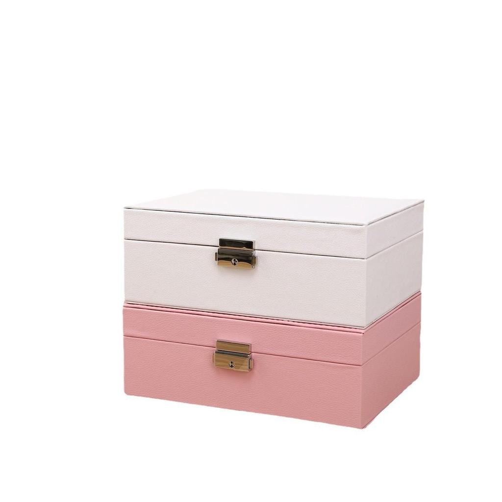 Роскошная двухслойная шкатулка для украшений с замком для ожерелий, колец, сережек и аксессуаров - большой органайзер для дорогих ювелирных подарков.