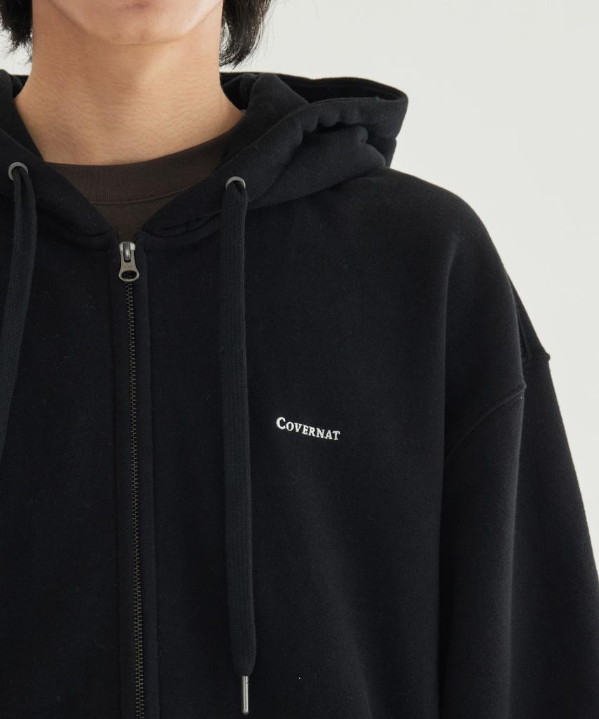 Covernat Small Logo Fleece Zip-Up Hoodie Black