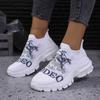 Fashion Print Women's Platform Sneakers 2024 Breathable Knitting Autumn Sock Shoes Woman Comfort Soft Sole Non-Slip Sports Shoes