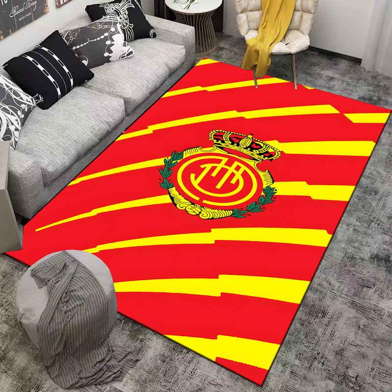 "Red and Yellow Striped Carpet with Crown and Laurel Design Pattern" Suitable for use as an anti-slip for living room bedroom sofas
