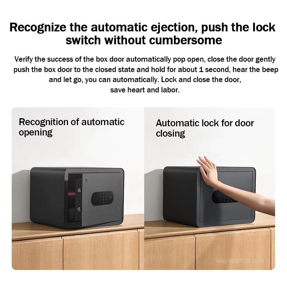New MIJIA Smart Safe Deposit Box Fingerprint Unlock Work with Mijia App 65Mn Anti-Drilling Steel Plate Vibration Warning