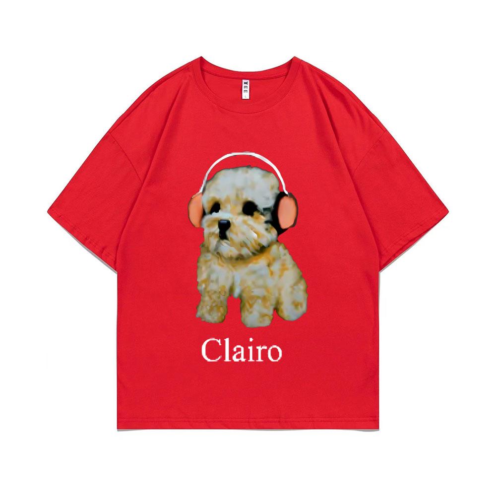 Clairo Собака Щенок Наушники Графический Принт Футболка Летняя Мужская Мода Оверсайз Уличная Одежда Унисекс Женская Милая Кавайная Футболка Топы