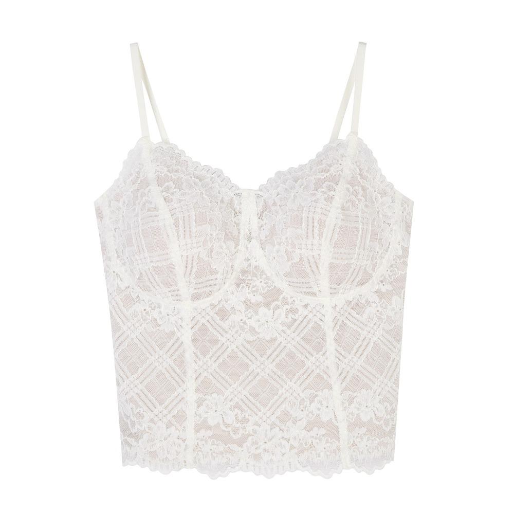 Transparent Lace Corset Fishbone Crop Tops Fashion Lace Camisole Travel