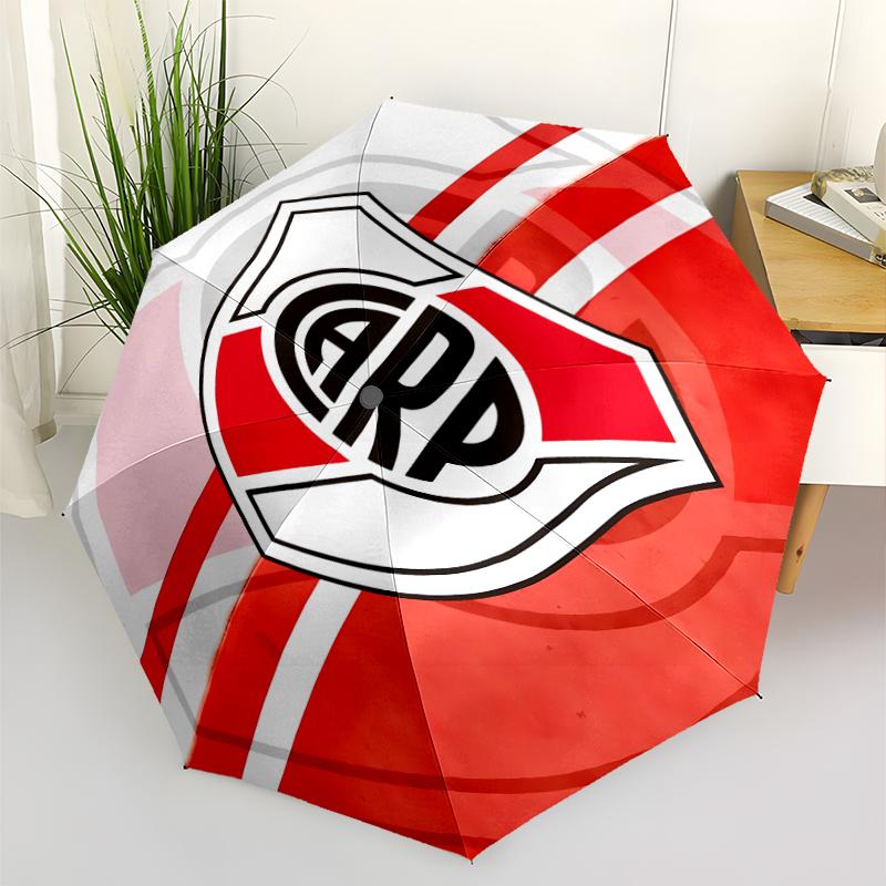 Club Atlético River Plate Print Automatic Umbrella, 8 Rib Iron Frame, Plastic Handle, Suitable for Outdoor Travel &Daily , Ideal Gift
