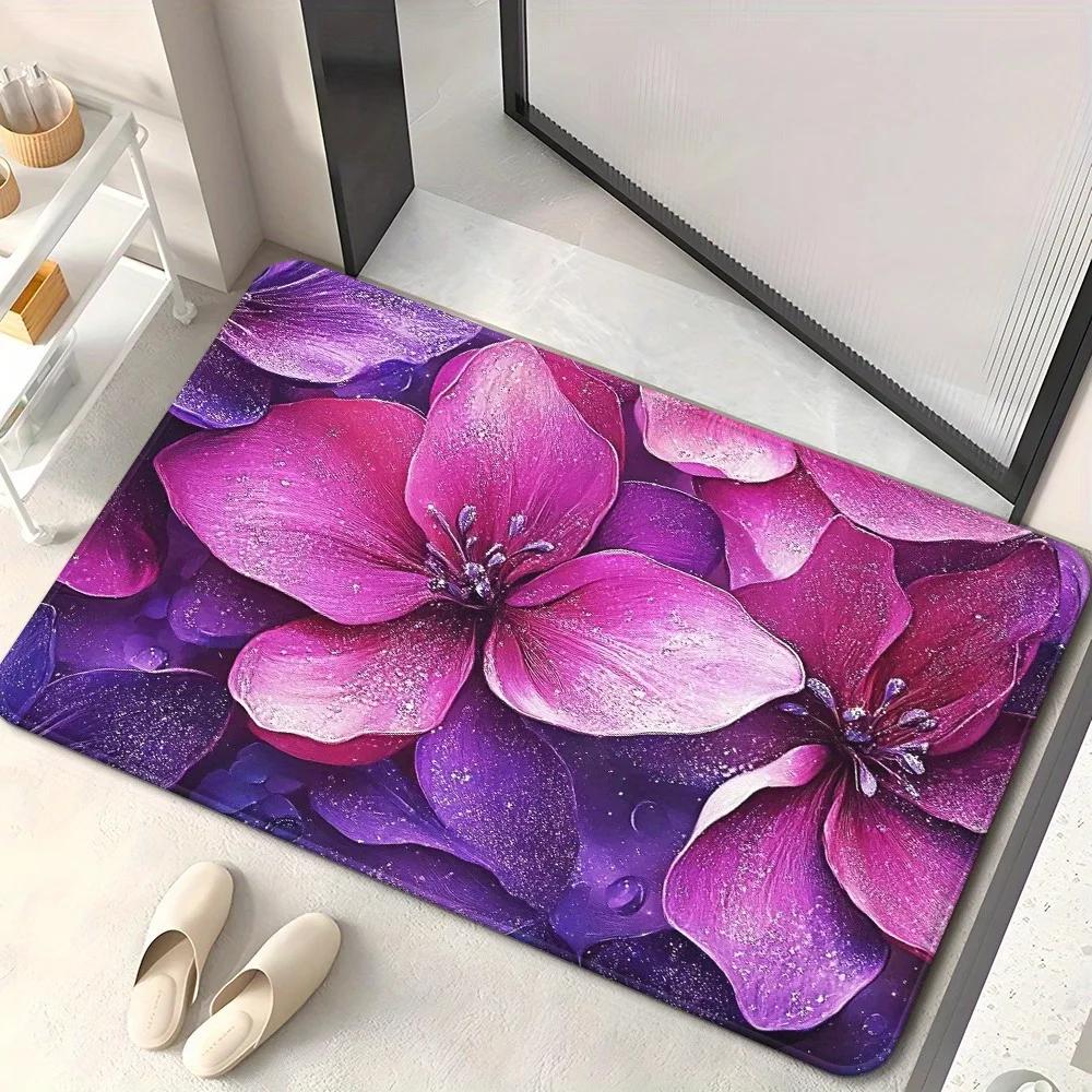 1 шт. Коврики для дома с цветочным узором, кухонные коврики, нескользящий поп-дизайн, коврики для ванной, коврик для ванной, ковер для дома, декор для раковины, прачечной