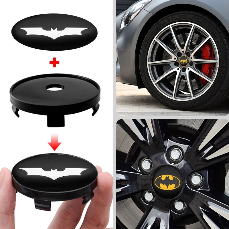 4pcs 56mm+60mm Car Styling Bat Logo Badge Car Wheel Center Hub Cap Rim Cover Emblem Stickers Decorative Decal Auto Accessories