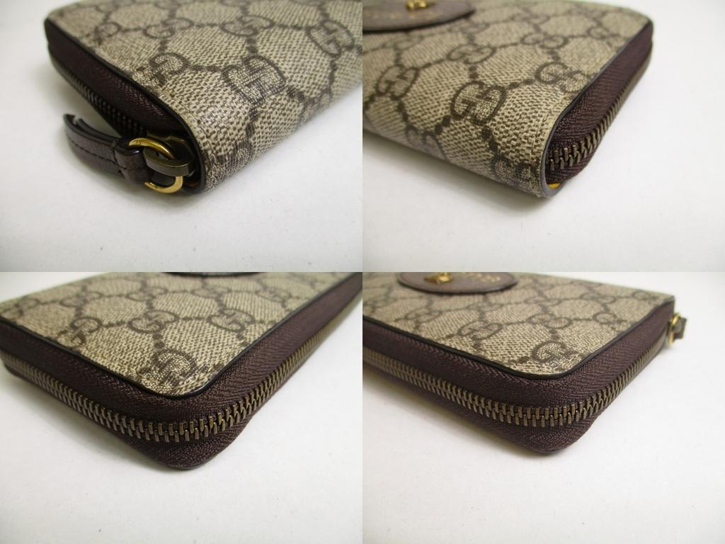 Оригинальный GUCCI Neo Vintage Кошелек длинный на молнии круглый GG Supreme Canvas Желтая кожа #a464 Восстановлен продавцом