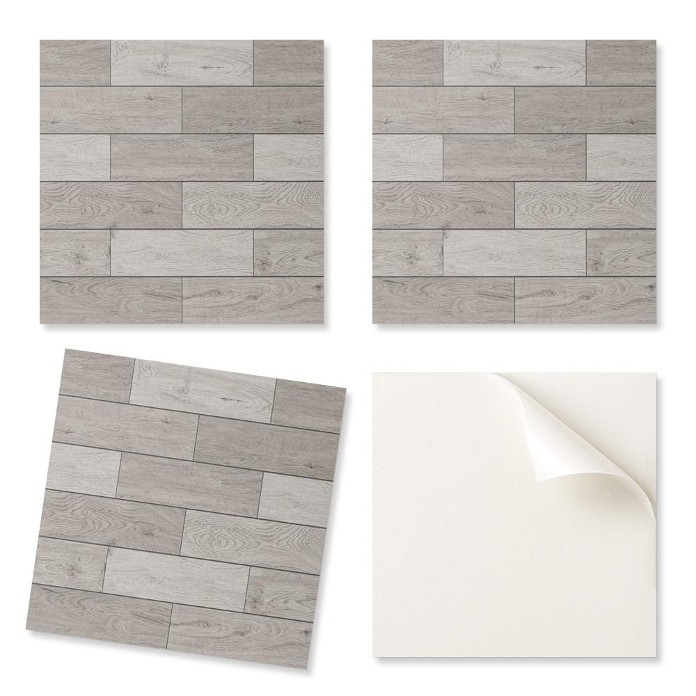 Easy Installation Vinyl Tile Set in Wood Tones 4x50x50 cm