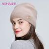 Winter Hat for Women Thick Bonnet for Female Solid Color High Quality Rhinestone Cap New Beanie