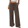 2026 Womens Wide Leg Pants With Drawstring Waist Pockets Loose Fit Comfortable Casual Trousers