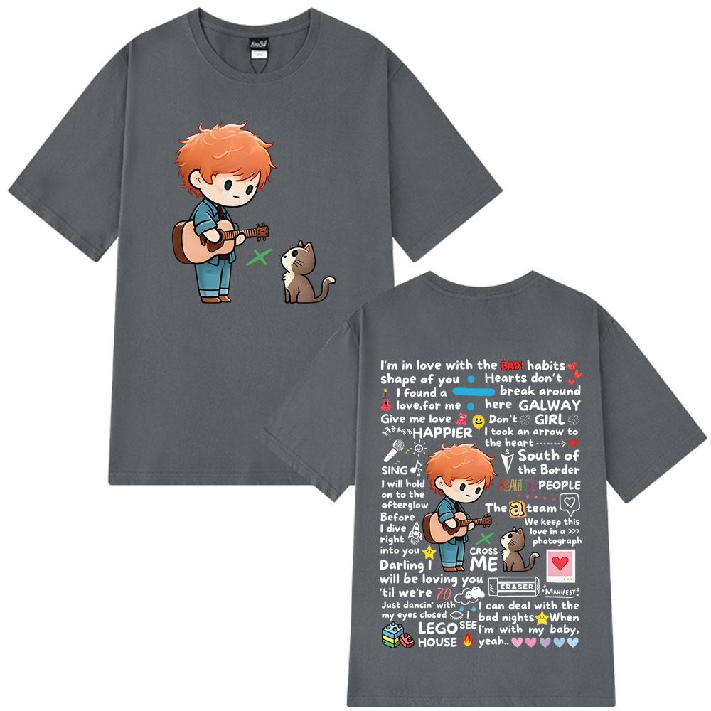 2025 Summer Ed Sheeran European Tour Graffiti Pattern Hot Sale T-Shirt Men Women Harajuku 100% Pure Cotton Printed T-shirt Y2k