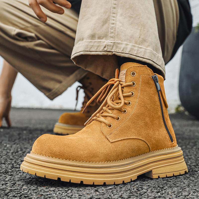 Осенние кожаные ботинки Мартин мужские высокие ретро рабочие ботинки британские на шнуровке модные универсальные дезерты 81589-J