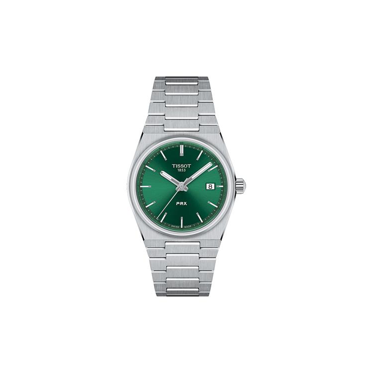Tissot PRX Кварцевый механизм Водонепроницаемость 100 м Женские часы 35 мм 34,6*35 мм Зеленый циферблат T137.210.11.081.00