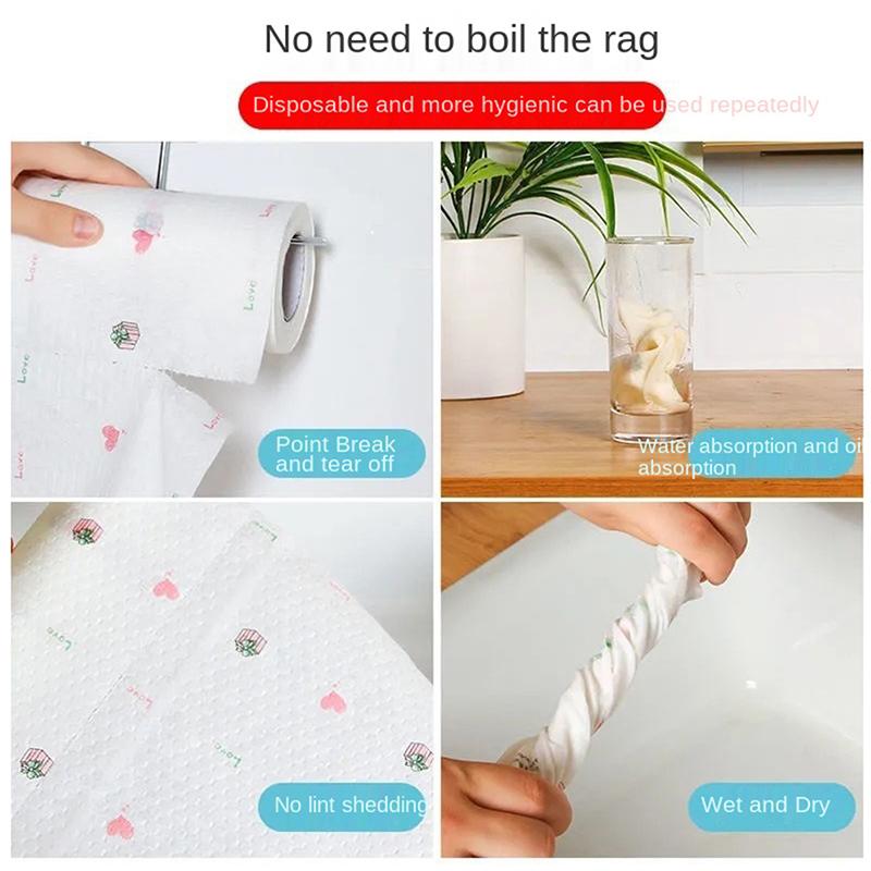 1 рулон многоразового ленивого тряпичного полотенца, кухонная тряпка, органическое полотенце для посуды, случайный узор