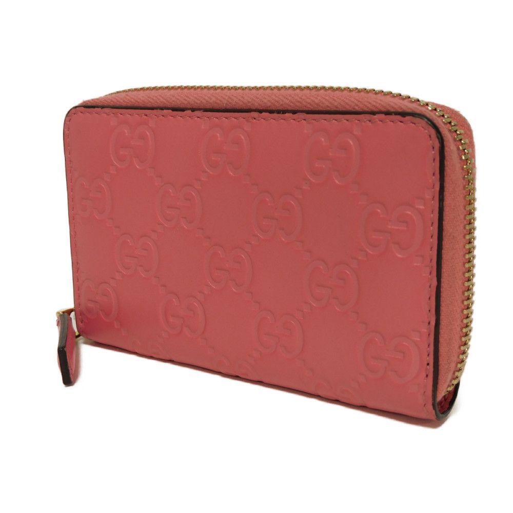 Used Guccissima Coin Purse 9539 255452 7943 Double G Embossed Card Case Zip Around GG Shima Pink Unisex from Japan