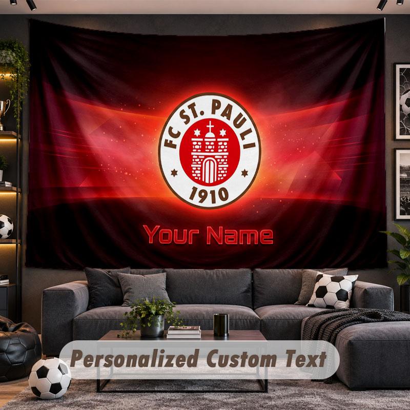 Wall Hanging Tapestry Custom NameFC St. Pauli Pattern Personalized Printed Fabric Wall Decor