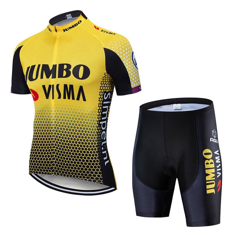 Большой комплект велоформы Jumbo Visma с коротким рукавом для мужчин, дышащий, быстросохнущий, для горного и шоссейного велосипеда