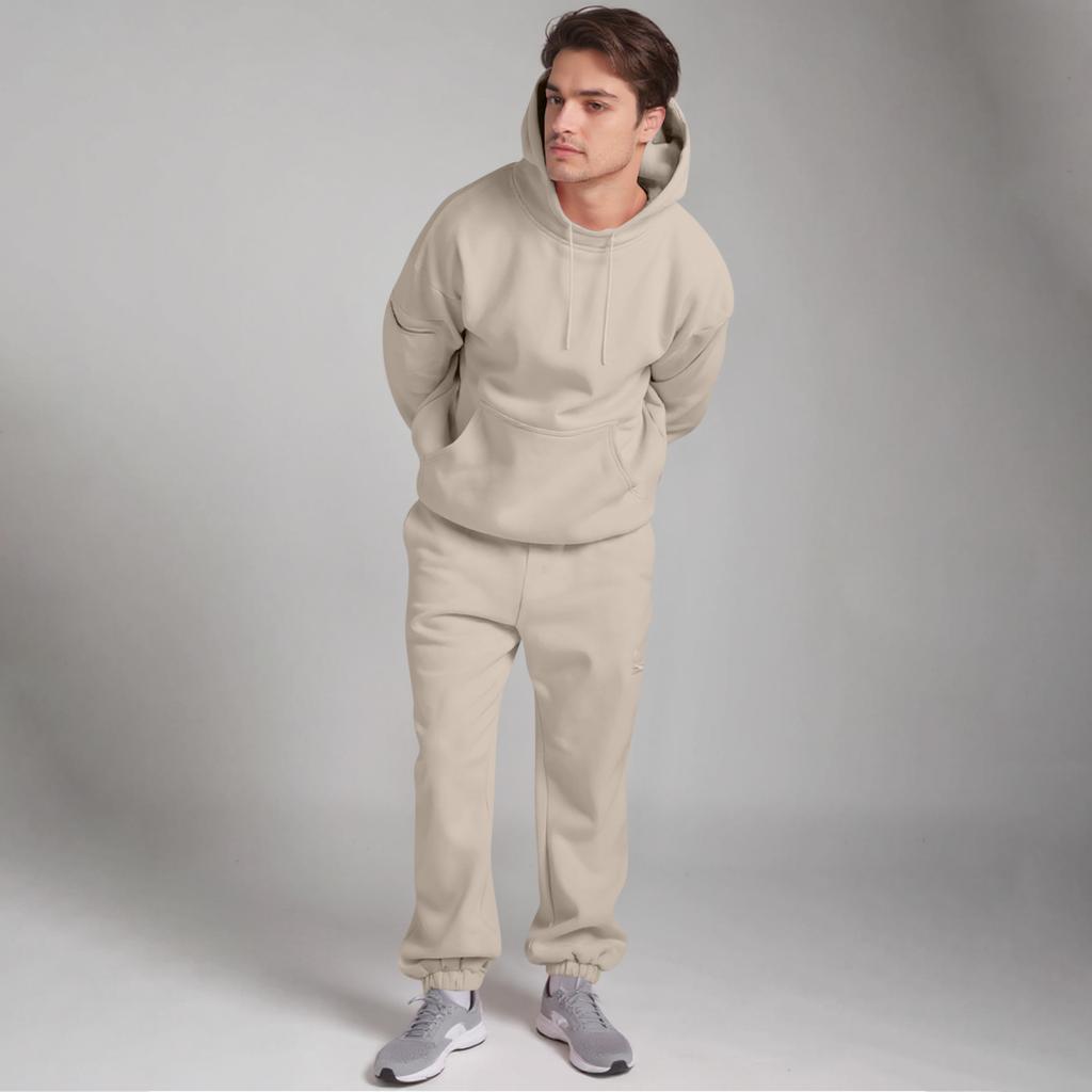 Унисекс Модный Однотонный Худи для Путешествий в Режиме Полета Спортивная Футболка со Встроенной Маской для Глаз Спортивные Штаны Свободный Комплект из 2 предметов