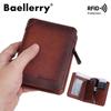 RFID Theft Protect Artificial Leather Coin Bag Zipper Purse Wallets for Men Vintage Design Business Card Holder Wallet Money Bags