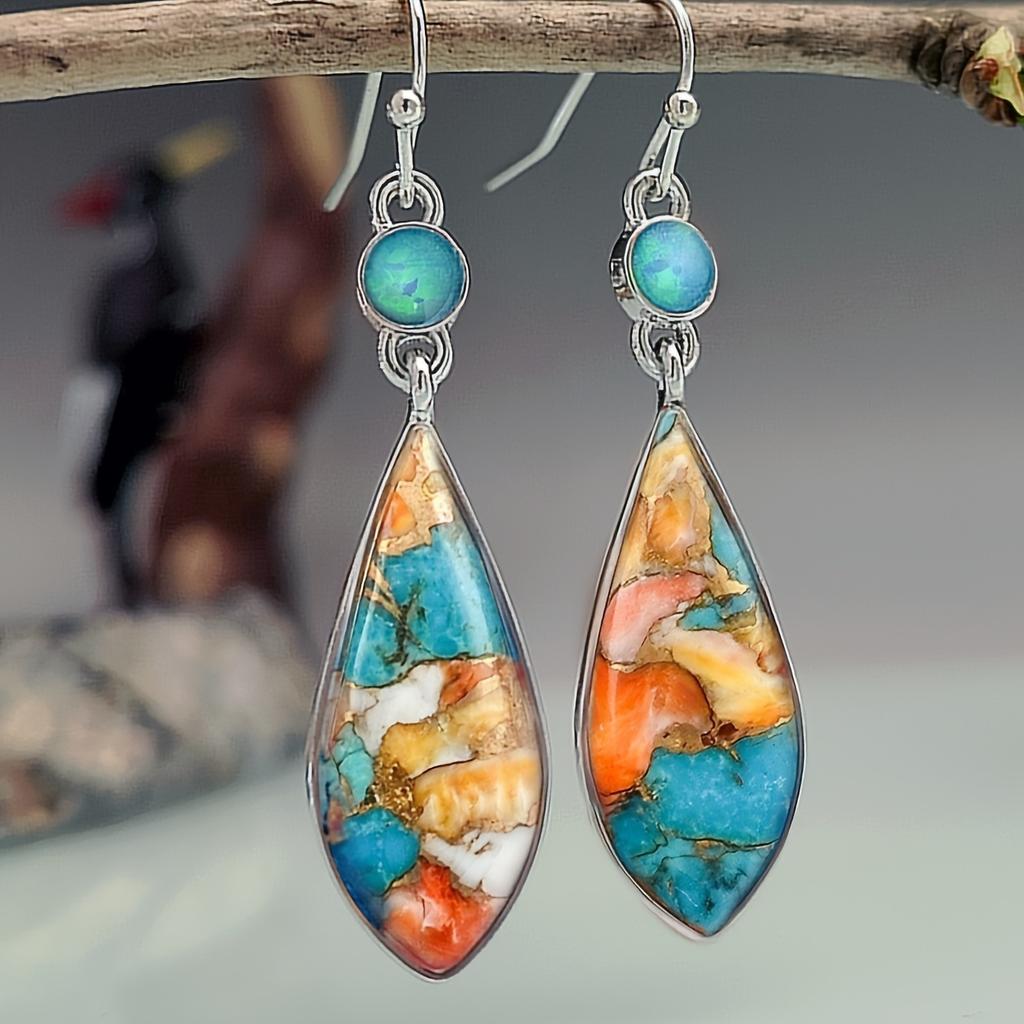 Императорский каменный дизайн, висячие серьги в стиле ретро, ​​богемный стиль, ювелирные изделия из цинкового сплава, энергетические украшения для женщин