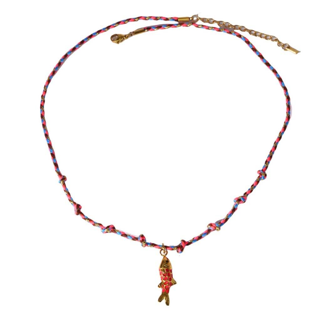 Movable Plated Enamel Fish Choker Ocean Style Enamel Koi Neck Pendant  Accessories