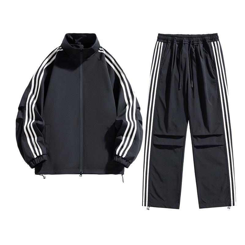Мужской ретро спортивный костюм с тремя полосками и воротником-стойкой