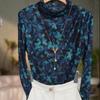Универсальные топы с длинным рукавом и воротником-стойкой средней высоты с принтом для женщин Новые осенние пуловеры Популярные маленькие рубашки
