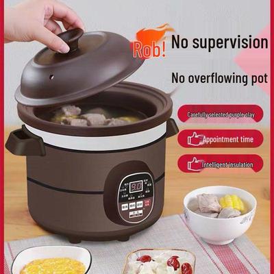 Электрическая керамическая медленноварка из фиолетовой глины для супов, запеканок и каш