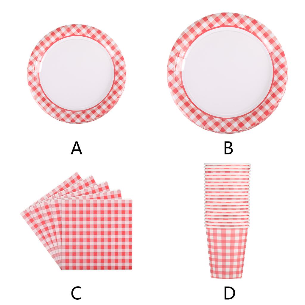 Vibrant Patterns And Bright Colors Disposable Dessert Plates For Party Supplies Paper Plates Gingham