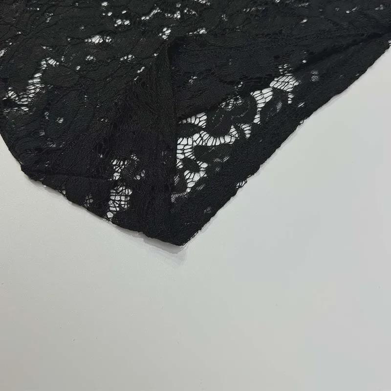 2023 Европейский и Американский Прозрачный Черный Кружевной Длинный Рукав Тонкий Топ Для Женщин