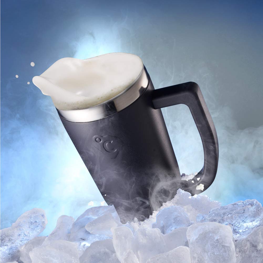 Doshisha Кружка для пива 420 мл, замораживающая кружка из нержавеющей стали с вакуумной изоляцией, оливково-зеленая OZFJ420JOG ON℃ZONE