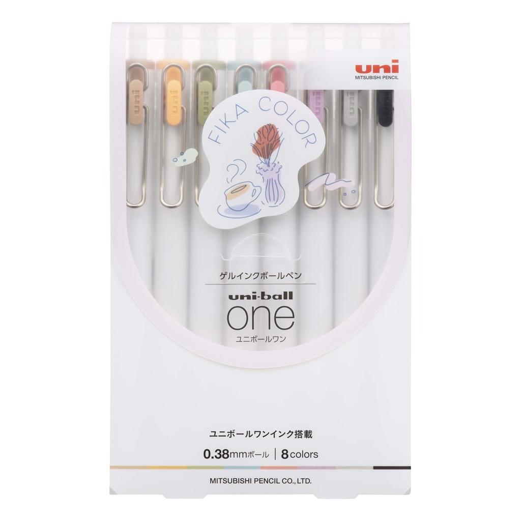 Mitsubishi Pencil Гелевая шариковая ручка Fika UMNS38FC8C, Uni-Ball One, 0,38 мм, Цвет, Набор из 8 цветов,