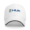 HUK Logo Black Baseball Cap with Blue Embroidery and White Trim Design for Outdoor Fishing Enthusiasts