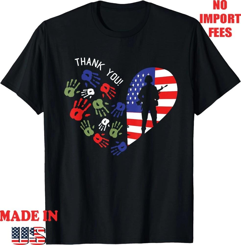 Veteran Silhouette Heart USA Flag Thank You T-shirt