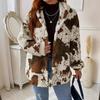 Autumn and Winter Temu Amazon Cross-Border European and American Women's Clothing Fashion Plush Hooded Cow Print Fleece Pullover Women