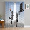 Баскетбольный силуэт Спортивные прозрачные шторы для гостиной, тюль, шторы для спальни, кухни, украшения дома, вуаль, шторы