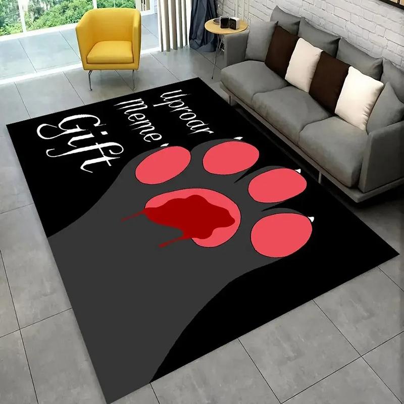 Pet Paw Pattern Rectangular Rug, Colorful Animal Paw Prints, Soft Non - Slip Carpet for Living Room Bedroom Pet Area Decor