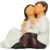 Hand-Painted Small Size Sitting Romantic Couple Statues | Beautiful Resin Home Decor (Pack of 1, White and Brown Color)